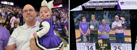 People being recognized at at kstate basketball game