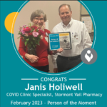 Janis Holiwell receiving her award for person of the moment