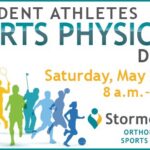 Student Athletes Sports Physicals Day graphic with multicolored athlete silhouettes and event details for May 2, 2026, 8 a.m.–12 p.m.