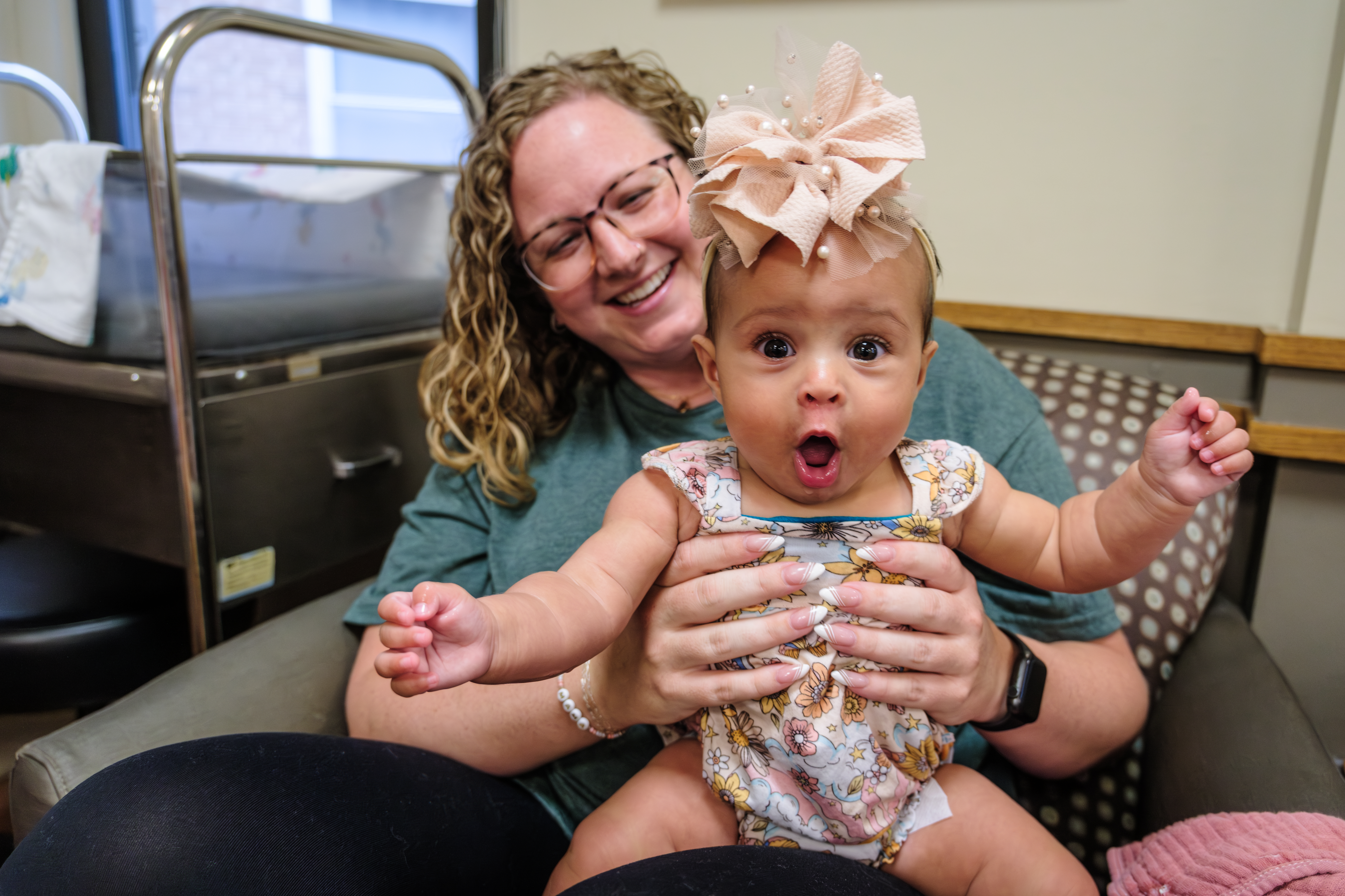 A mom and her baby at the Stormont Vail Health Breastfeeding Clinic