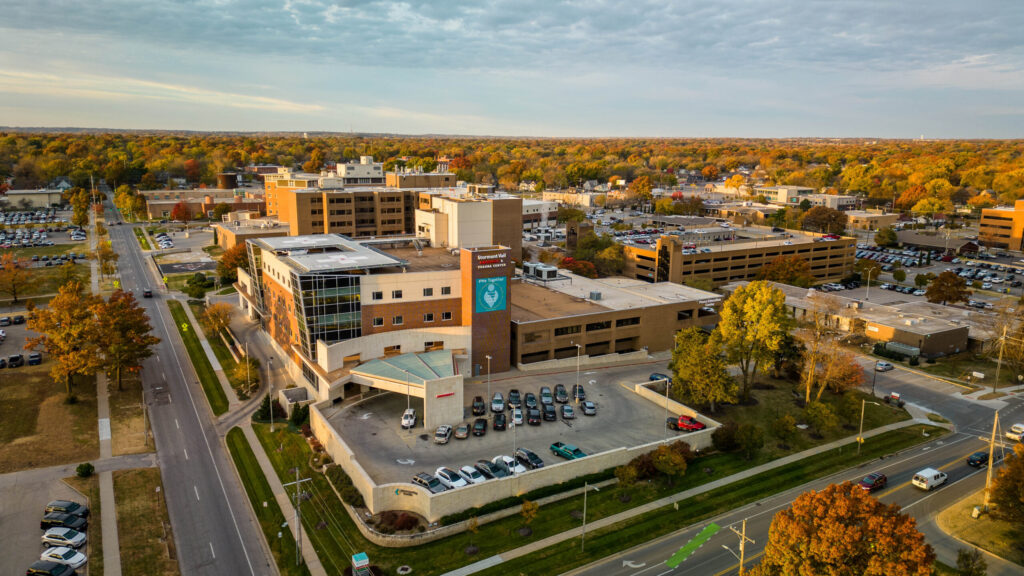 Ariel shot of Stormont Vail Health Topeka Campus