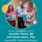 Jennifer Fister and Alyssa Sears receiving person of the moment award.