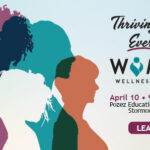 Promotional graphic for the Women’s Wellness Summit 2026 titled ‘Thriving Through Every Age,’ featuring colorful overlapping silhouette profiles of women and event details for April 10 at the Pozez Education Center Auditorium at Stormont Vail Hospital.