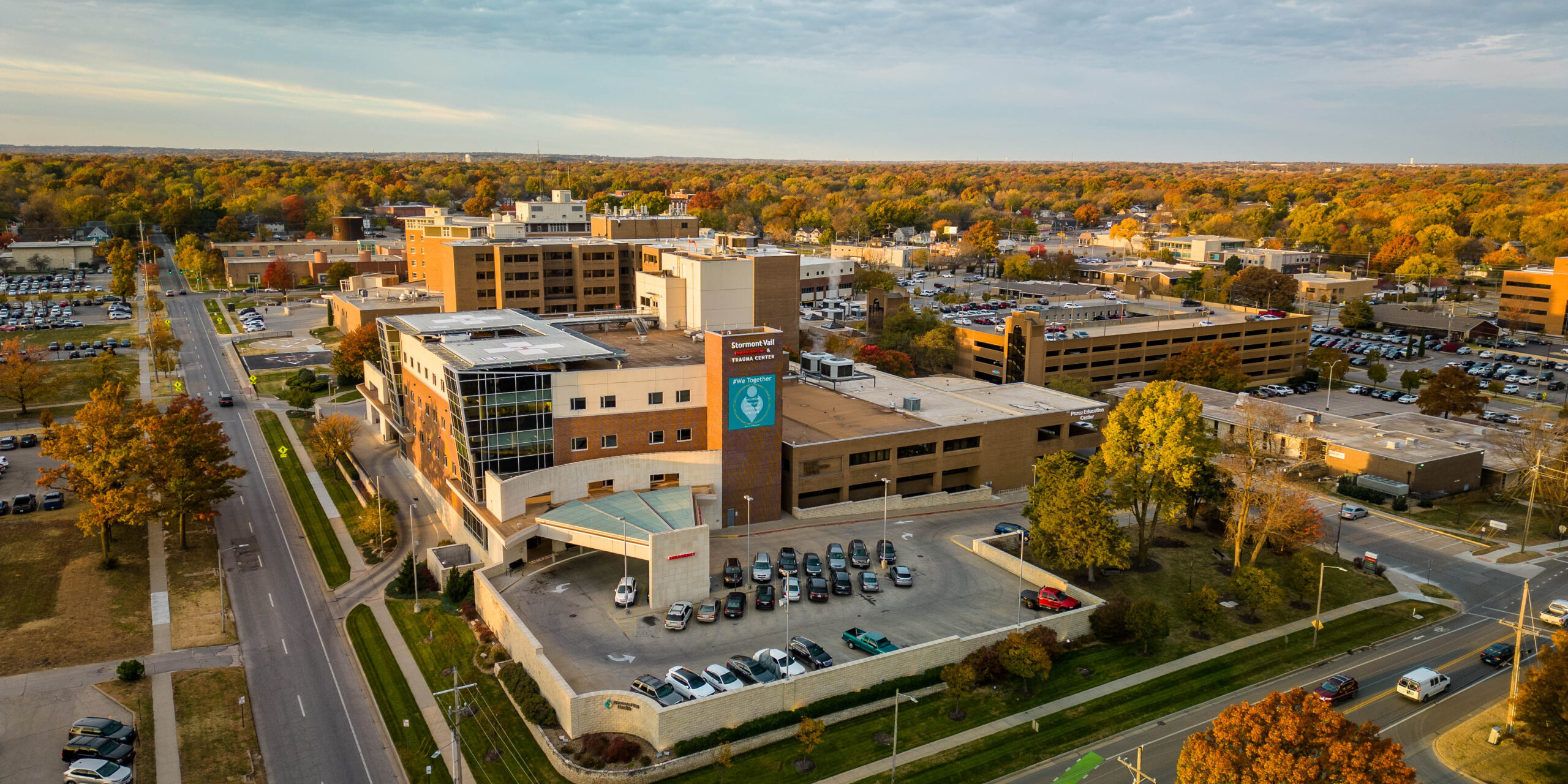 Ariel shot of Stormont Vail Health Topeka Campus