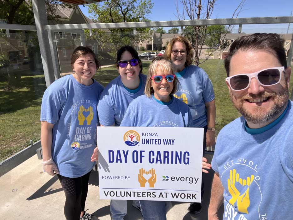 April 24, 2026 - Manhattan Campus team members clean bus stops during Konza United Way Day of Caring